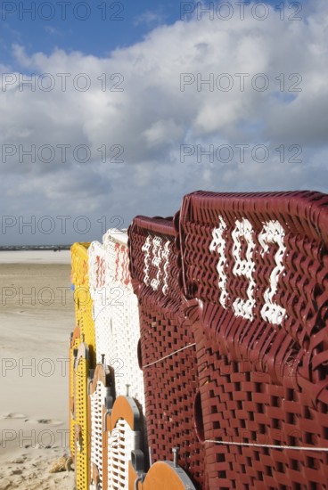 The beach chairs in the village of Norddorf on the North Frisian island of Amrum go into