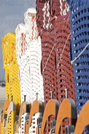 The beach chairs in the village of Norddorf on the North Frisian island of Amrum go into