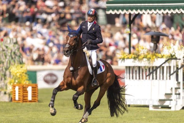 Olivier Robert of France, riding Inglesias D.V., competes in the first round of the 2025 BMO
