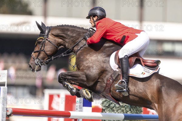 Olivier Philippaerts of Belgium, riding Dixie Moon, competes in the first round of the 2025 BMO