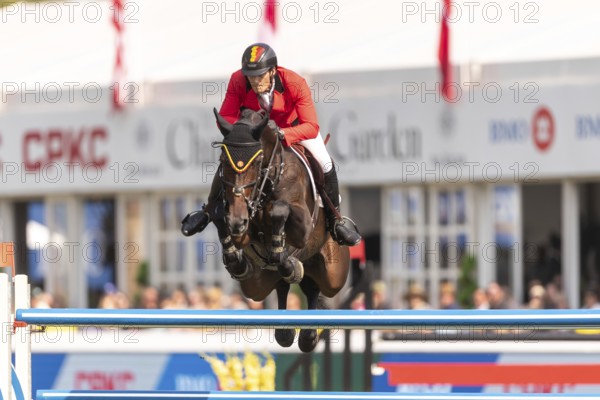 Olivier Philippaerts of Belgium, riding Dixie Moon, competes in the first round of the 2025 BMO