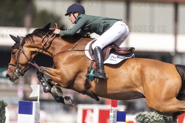 Tom Wachman of Ireland, riding Tabasco De Toxandria Z, competes in the first round of the 2025 BMO