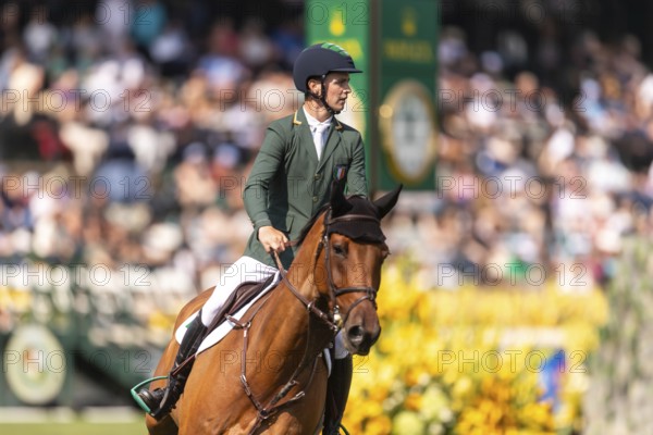 Tom Wachman of Ireland, riding Tabasco De Toxandria Z, competes in the first round of the 2025 BMO