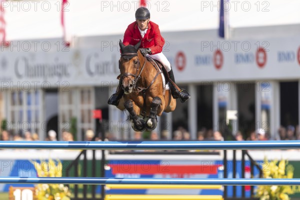 Daniel Deusser of Germany, riding Ganster VH Noddevelt, competes in the first round of the 2025 BMO