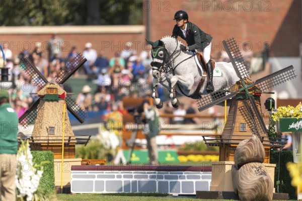 Luiz Felipe de Azevedo Neto of Brazil, riding Pandora Boy Z, competes in the first round of the