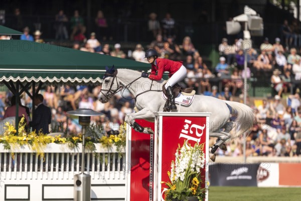 Lillie Keenan of the USA, riding Argan De Beliard, competes in the first round of the 2025 BMO