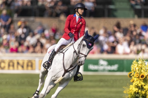 Lillie Keenan of the USA, riding Argan De Beliard, competes in the first round of the 2025 BMO