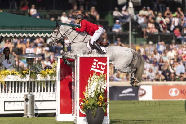 Nicola Philippaerts of Belgium, riding Qnokke de Muze, competes in the first round of the 2025 BMO