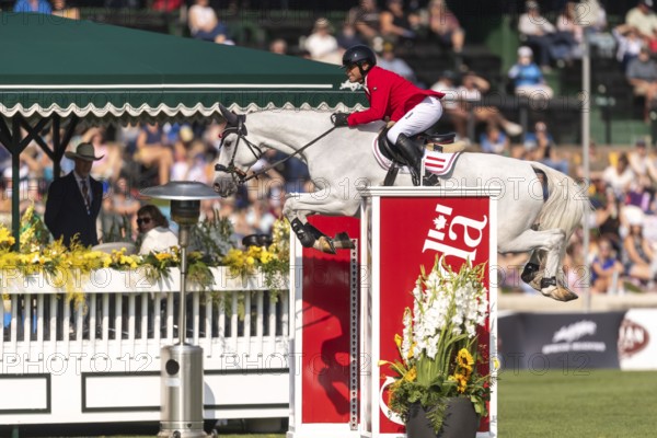 Marcus Saurugg of Austria, riding Oboras Crunchy Nut, competes in the first round of the 2025 BMO
