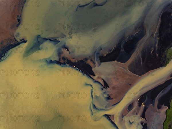 River, river course, river delta, branches, aerial view, wild river, summer, marshland, sediments,