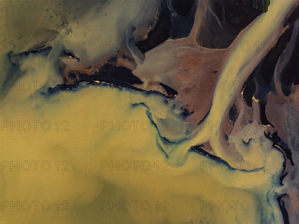 River, river course, river delta, branches, aerial view, wild river, summer, marshland, sediments,