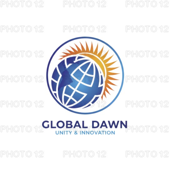 The Global Dawn logo showcases a stylized globe with a sunburst, representing global unity and