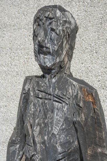 Wooden sculpture by Klaus Prior Ammonitore 2003, cedar wood, in Kisslegg, Allgäu,