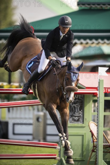 Sameh El Dahan or Great Britain, riding WKD Toronto competes in the 2025 Spruce Meadows Masters on