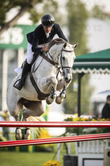 Armando Trapote of Spain, riding Caept'n Hook competes in the 2025 Spruce Meadows Masters on