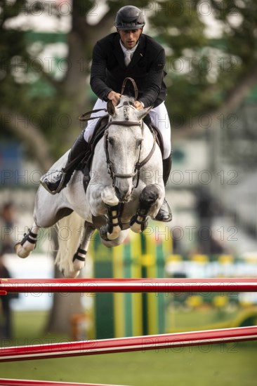 Richard Vogel of Germany, riding Cloudio competes in the 2025 Spruce Meadows Masters on September