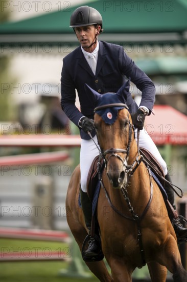 Ben Maher of Great Britain, riding Enjeu De Grisien competes in the 2025 Spruce Meadows Masters on