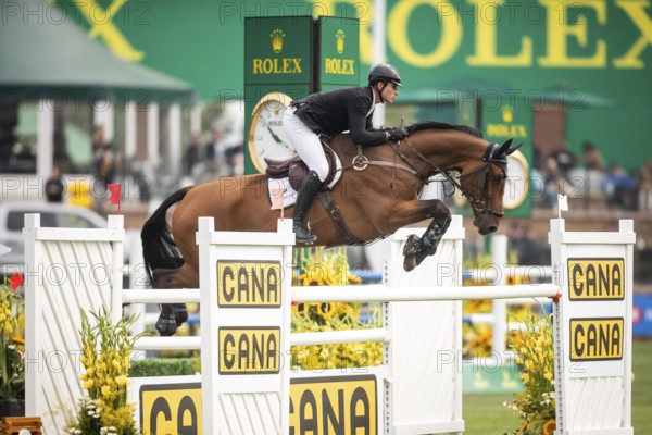 Thibault Philippaerts of Belgium, riding Lyandro competes in the 2025 Spruce Meadows Masters on
