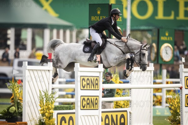 Richard Vogel of Germany, riding Cloudio competes in the 2025 Spruce Meadows Masters on September