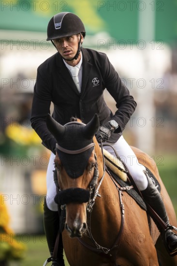 Andreas Schou of Denmark, riding Billy Matador competes in the 2025 Spruce Meadows Masters on