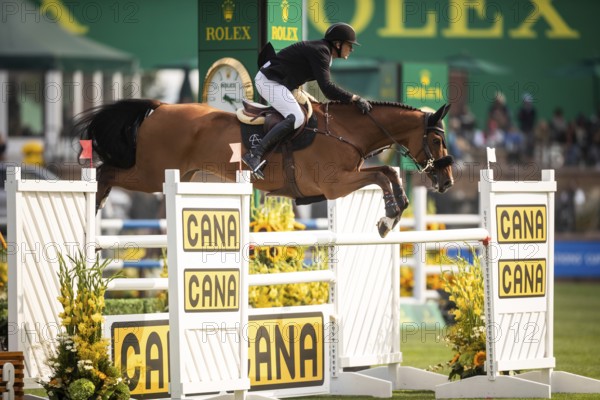 Andreas Schou of Denmark, riding Billy Matador competes in the 2025 Spruce Meadows Masters on