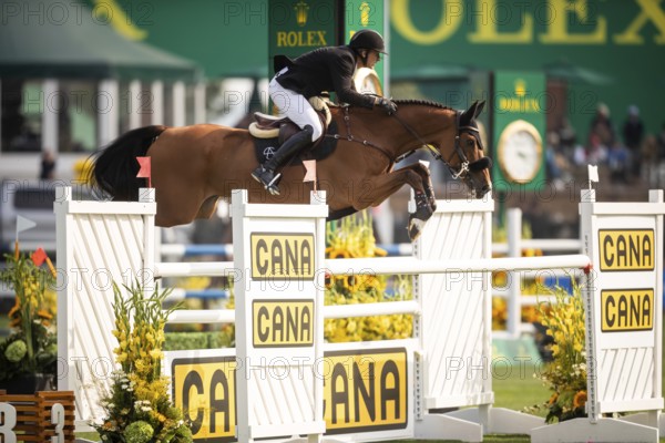 Andreas Schou of Denmark, riding Billy Matador competes in the 2025 Spruce Meadows Masters on
