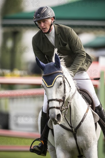 Daniel Coyle of Ireland, riding Incredible competes in the 2025 Spruce Meadows Masters on September