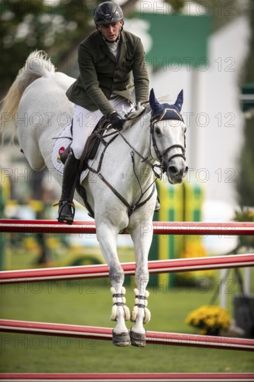 Daniel Coyle of Ireland, riding Incredible competes in the 2025 Spruce Meadows Masters on September