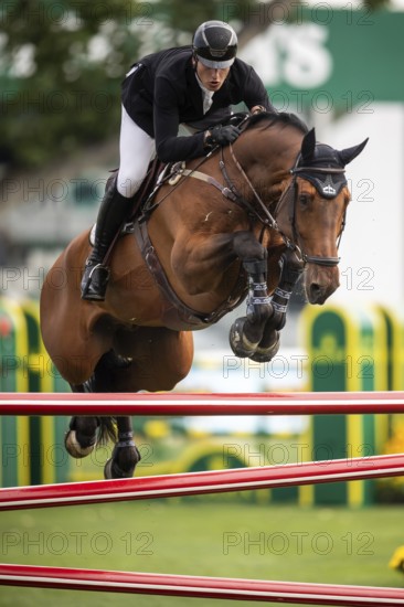 Thibault Philippaerts of Belgium, riding Lyandro competes in the 2025 Spruce Meadows Masters on