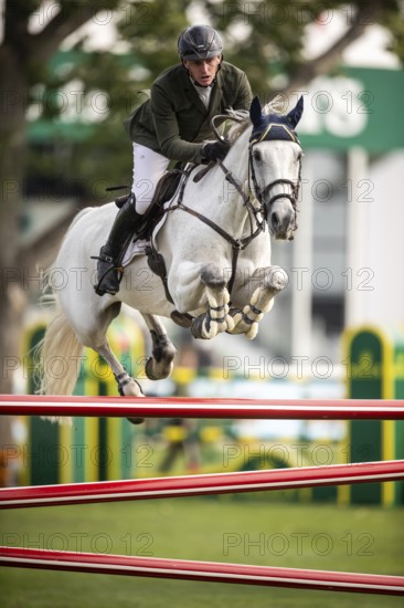 Daniel Coyle of Ireland, riding Incredible competes in the 2025 Spruce Meadows Masters on September