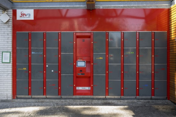 Lockers, locker system, railway station, Bamberg, Upper Franconia, Franconia, Bavaria, Germany