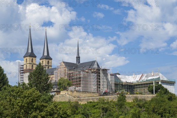 St Michael's Monastery, scaffolding, Michaelsberg, UNESCO World Heritage Site, Bamberg, Upper
