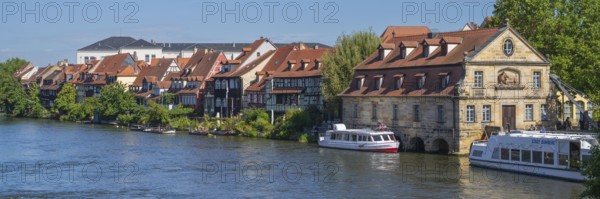 Building on the Regnitz, jetty, Little Venice, Old Town, UNESCO World Heritage Site, Bamberg, Upper