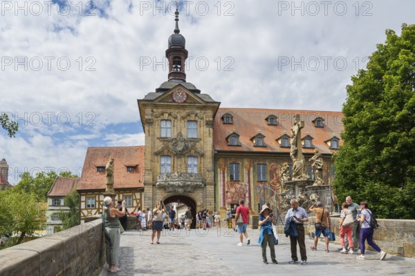 Old Town Hall, Upper Bridge, tourists, Old Town, UNESCO World Heritage Site, Bamberg, Upper