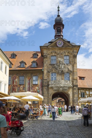 Old Town Hall, UNESCO World Heritage Site, Upper Bridge, tourists, Old Town, Bamberg, Upper
