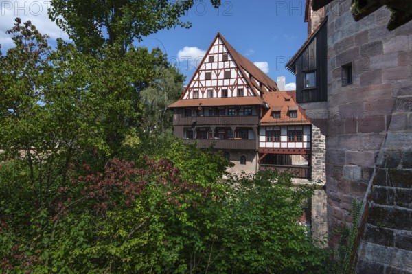 Former wine barn on the Pegnitz, built between 1446 and 1448, now a student residence, Nuremberg,
