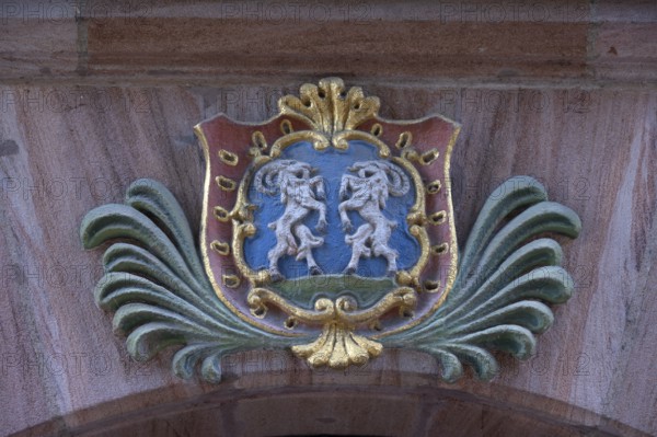 Coat of arms from the 16th century, at the flea market, Nuremberg, Middle Franconia, Bavaria,