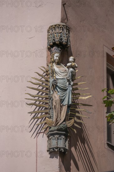 House saint, Virgin Mary at a residential and commercial building, Weinmarkt, Nuremberg, Middle