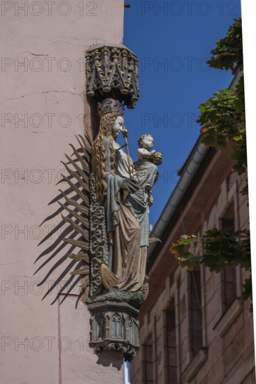 House saint, Virgin Mary at a residential and commercial building, Weinmarkt, Nuremberg, Middle