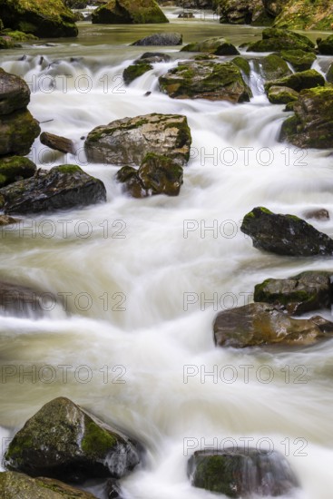 Breitach flows through stream bed with stones, stream, Schrattenkalk, Breitachklamm gorge,