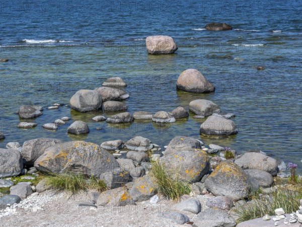 Stones on the shore of the island of Stora grundet on the northern tip of the Swedish island of