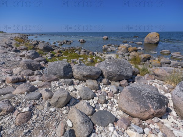 Stones on the shore of the island of Stora grundet on the northern tip of the Swedish island of