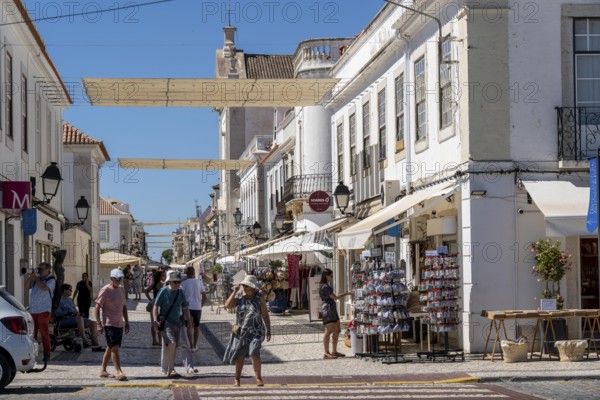 Shopping street, pedestrian zone in the town of Vila Real de Santo António, on the border with