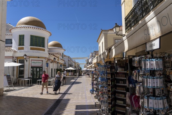 Shopping street, pedestrian zone in the town of Vila Real de Santo António, on the border with