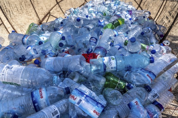 Collection containers for PET bottles, containers, plastic bottles, Portugal has no deposit system,