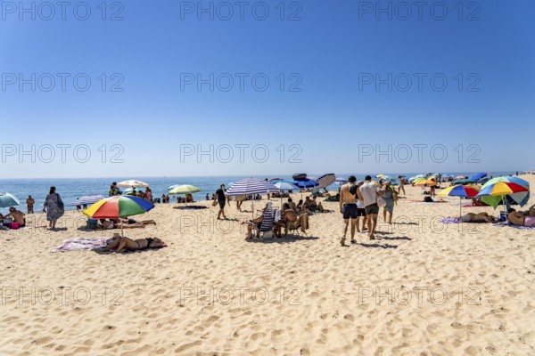 Kilometre-long beach Praia da Ilha de Tavira, on the island off Tavira, partly managed, Algarve,