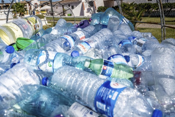 Collection containers for PET bottles, containers, plastic bottles, Portugal has no deposit system,