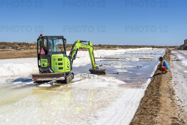 Salt extraction on the Algarve coast in Portugal, 95 per cent of Portuguese sea salt is extracted