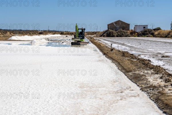Salt extraction on the Algarve coast in Portugal, 95 per cent of Portuguese sea salt is extracted