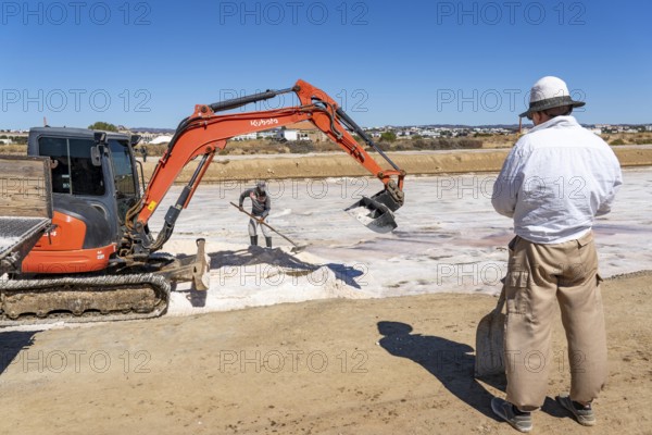 Salt extraction on the Algarve coast in Portugal, 95 per cent of Portuguese sea salt is extracted